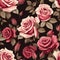 Design of watercolored seamless roses pattern