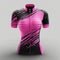 The design of women's sportswear. Collection 2024. Pink and black colors. Top