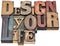 Design your life word abstract in wood type