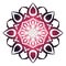 Designed pink violet purple symmetric Mandala illustration for mental health meditation with peaceful and love