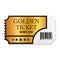 Designed retro Golden Ticket close up top view isolated on white background. Vector illustration.