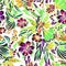 Designer bright floral watercolor pattern