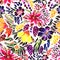 Designer bright floral watercolor pattern