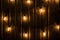 Designer light bulbs on dark wooden background