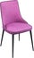 Designer violet dining chair on black metal legs. Modern soft chair isolated on white background.