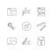 Designer work elements pixel perfect linear icons set