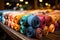 Designers studio filled with colorful fabric rolls - stock photography concepts