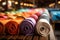 Designers studio filled with colorful fabric rolls - stock photography concepts