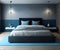 Designing Dreams: Modern Minimalist Blue and Black Bedroom Interior Design