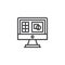 Designing project on pc monitor screen outline icon