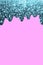 Desing background with abstract aqua mint glitter sparkle elements and bright pink substrate. Cooling light decorative element