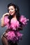 Desirable Woman in Pink Feathers Dancing - Nightlife