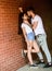 Desire and temptation. Couple enjoy intimacy moment without witnesses. Girl and hipster strong desire feeling. Couple in