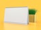 Desk blank calendar mockup on yellow background. 3D illustration