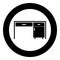 Desk Business office desk Written table Workplace in office concept icon in circle round black color vector illustration flat