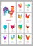 Desk Calendar for 2017 Year. Set of 12 colorful months pages and cover. Abstract low poly rooster and chickens.