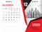 Desk Calendar 2020 template vector, DECEMBER 2020 month, business layout, 8x6 inch, Week starts Sunday, Statictor polygon template