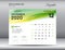 Desk Calendar 2020 template vector, DECEMBER 2020 month with green watercolor brush stroke, business layout, 8x6 inch