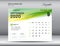 Desk Calendar 2020 template vector, SEPTEMBER 2020 month with green watercolor brush stroke, business layout, 8x6 inch