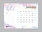 Desk Calendar for 2020 year, January 2020 template, week start on sunday, planner design, stationery, business printing, watercolo