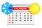 Desk calendar with snowflake and sun, 3D rendering