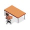 Desk and chair isometric. Work room.