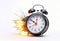 desk clock alarm clock explodes like a time bomb, fantastic style, white background