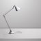 Desk lamp on table. White empty vector background