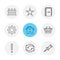 desk , reception , star , book , gear , home, bowl , exclimination , reset, pin , eps icons set vector