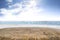 Desk space on beach side and sunny day