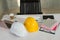 Desks of engineers with laptops,safety helmet, digital tablet