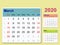 Desktop calendar template 2020 - march- isolated on color Background