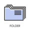 Desktop computer isolated icon, folders stack symbol