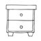Desktop with shelves hand drawn outline doodle icon. Nightstand with shelves vector sketch illustration for print, web