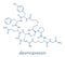 Desmopressin peptide, synthetic replacement of vasopressin hormone molecule. Used in treatment of bedwetting. Skeletal formula.