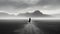 Desolate Air: A Mysterious Monochromatic Photography Of A Man Walking Through A Dark Desert