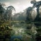 Desolate amazon rainforest landscape