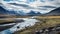 Desolate Landscapes A Dystopian River Flowing Through Arctic Mountains