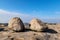 Desolate mountains, many grotesque large stones and few plants