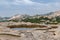 Desolate mountains, many grotesque large stones and few plants