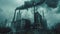 Desolate Smokestacks: A Haunting Post-Apocalyptic View of a Decimated Factory