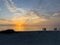 Desolate Turtle Beach on Florida\'s Gulf coast right before a beautiful blue and orange sunset sunset