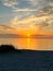 Desolate Turtle Beach on Florida\\\'s Gulf coast right before a beautiful blue and orange sunset sunset