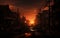 Desolation Unveiled Burned City Street Void of Life. Generative AI