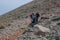 Desperate cyclists down on horseback from one of the mountains of the Turkish coast