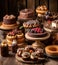 dessert assortment, chocolate cakes