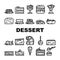 dessert cake food sweet icons set vector