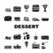 dessert cake food sweet icons set vector