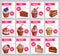 Dessert cakes vector price cards set