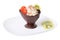 Dessert in chocolate cup